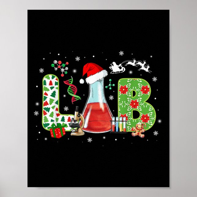 Affiche Technicien de laboratoire de Noël de laboratoire S (Devant)