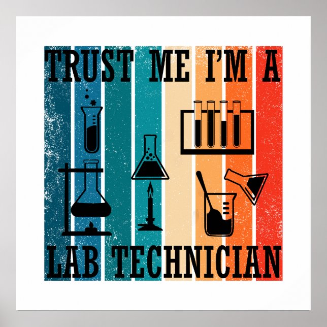 Affiche Technicien de laboratoire drôle humour technicien  (Devant)