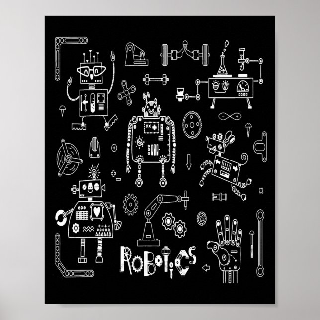 Affiche Technicien ingénieur en robotique Funny Robot vint (Devant)