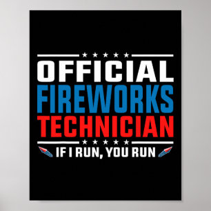 Affiche Technicien officiel de feux d'artifice 4 juillet P