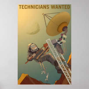 Affiche Techniciens Recherchés Rétro Style Classique Mars
