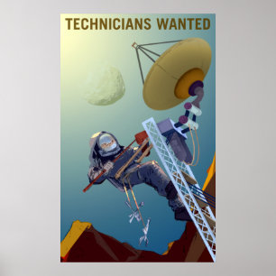 Affiche Techniciens vintages Recrutement Recherché Mars