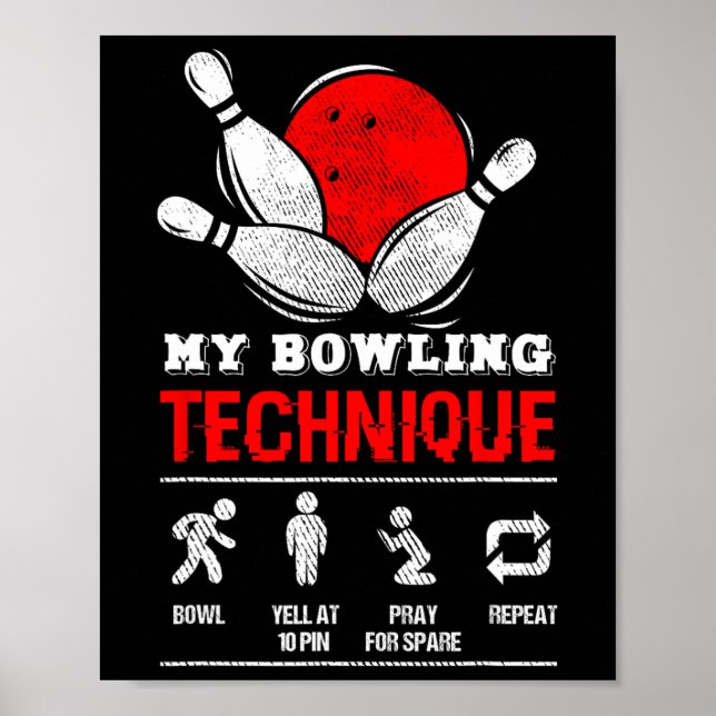 Affiche Technique de Bowling championne de championnat de  (Devant)