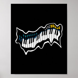Affiche Techno Piano Funny EDM Music Rave Party Raver Musi