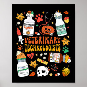 Affiche Technologues vétérinaires rétro Éffrayant Hallowee