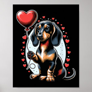 Affiche Teckels Saint-Valentin Propriétaire de chien