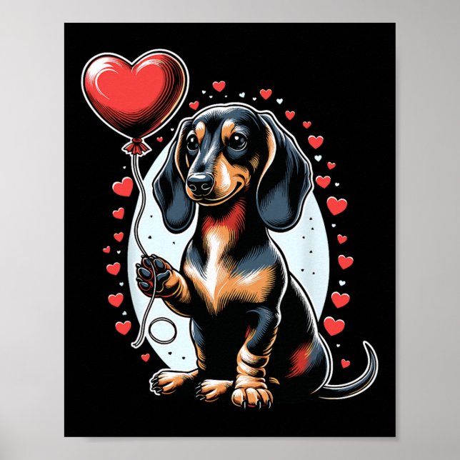 Affiche Teckels Saint-Valentin Propriétaire de chien  (Devant)