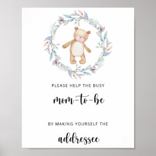 Affiche Teddy aide la future maman occupée à adresser une