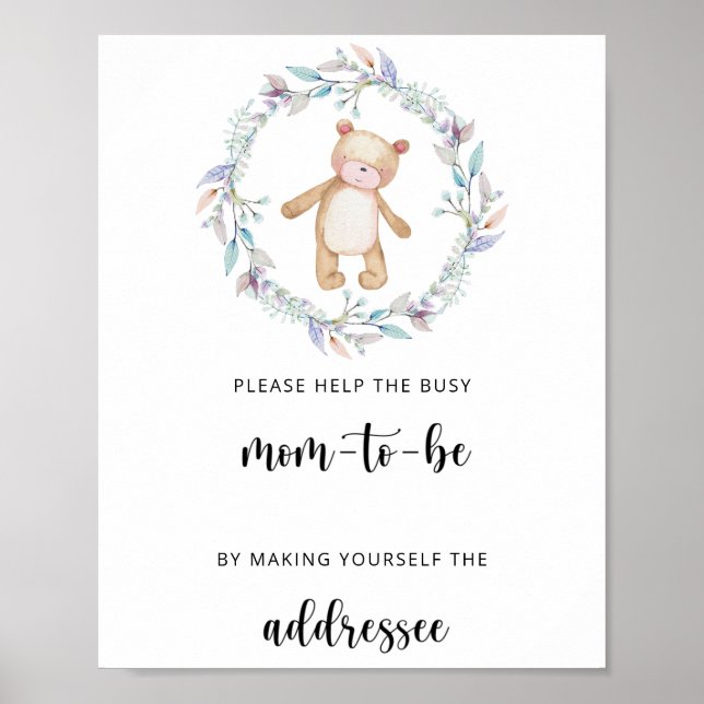 Affiche Teddy aide la future maman occupée à adresser une  (Devant)