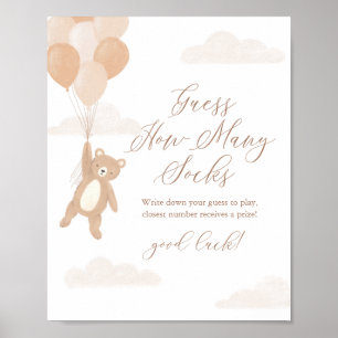 Affiche Teddy Bear Baby shower Babies Devine Combien De Ch