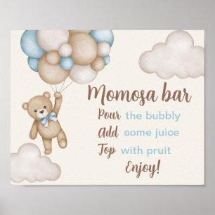 Affiche Teddy Bear Baby shower Garçon maman osa SIGNE