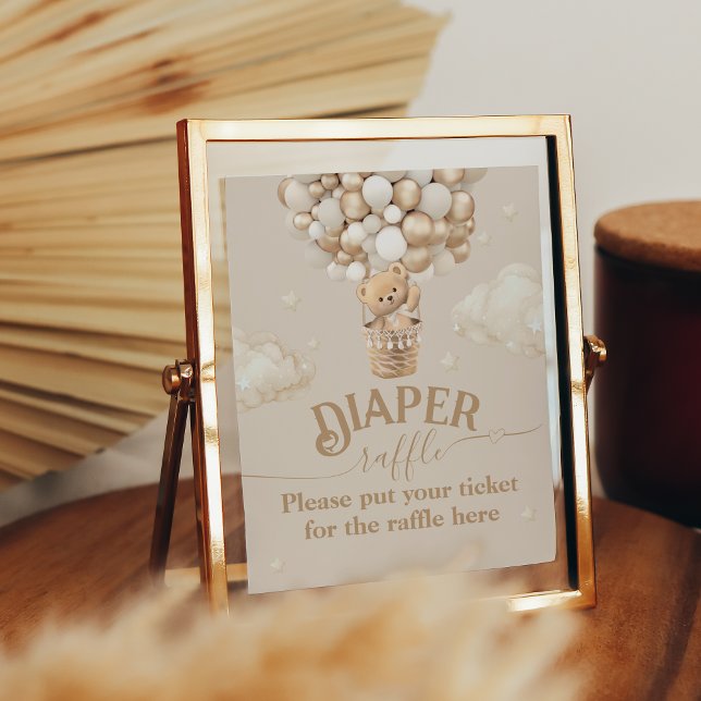 Affiche Teddy Bear Balloon Baby shower de couche tombole (Créateur téléchargé)