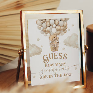 Affiche Teddy Bear Balloon Baby shower deviner jeu
