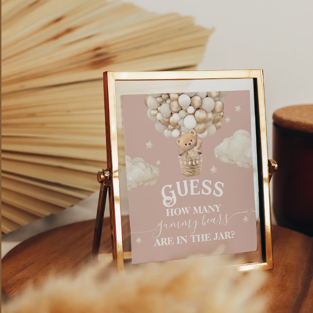 Affiche Teddy Bear Balloon Baby shower deviner jeu (Créateur téléchargé)