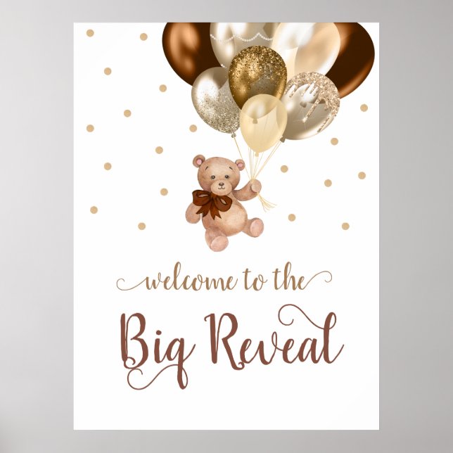 Affiche Teddy Bear Bearly Wait Welcome Gender Revela (Devant)