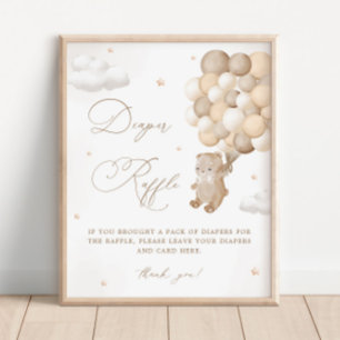 Affiche Teddy Bear Brown Baby shower Déchets Raffin