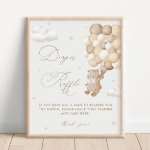 Affiche Teddy Bear Brown Baby shower Déchets Raffin