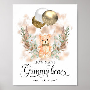 Affiche Teddy Bear Devine Combien ? Jeu baby shower