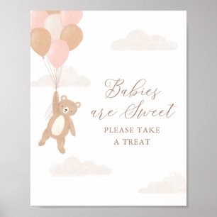 Affiche Teddy Bear Girl Baby shower Baby are Sweet Sign
