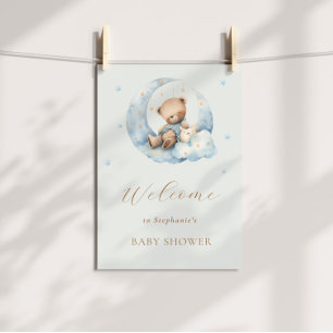 Affiche Teddy Bear Lune sur le Baby shower de la Lune