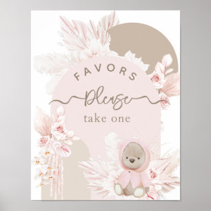Affiche Teddy Bear Moderne Boho Girl Baby shower faveurs