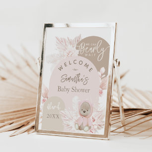 Affiche Teddy Bear Moderne Boho Girl Baby shower Planche d