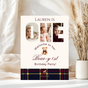 Affiche Teddy Bear Photo Beauté 1er anniversaire Bienvenue