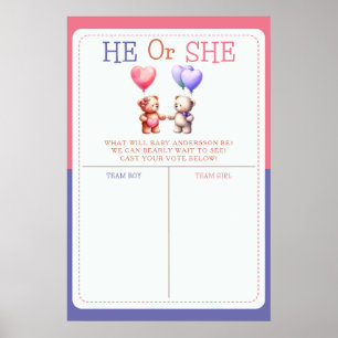 Affiche Teddy Bear Thème Sexe Révéler Voter Signal