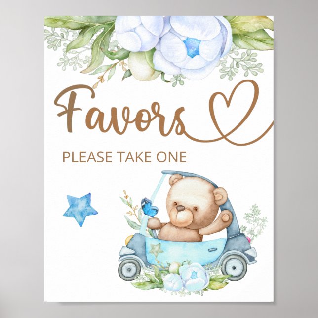 Affiche Teddy bear we can bearly wait baby Favors sign (Devant)