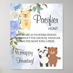 Affiche Teddy Bears Pacifier Hunt Baby Shower Game Sign