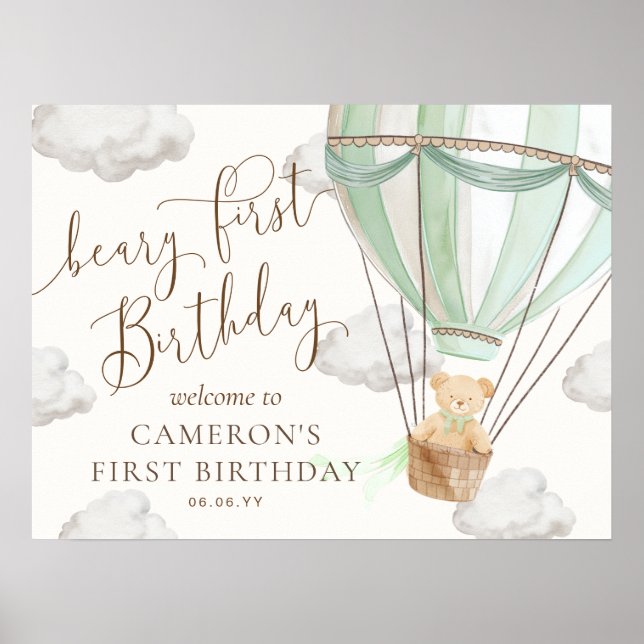 Affiche Teddy Mint Hot Air Balloon Beary Premier anniversa (Devant)
