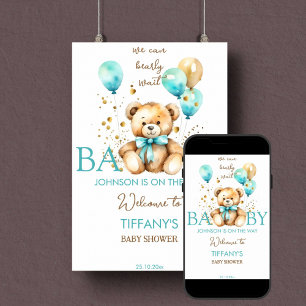 Affiche Teddy ours bearly attente baby shower signe de bie
