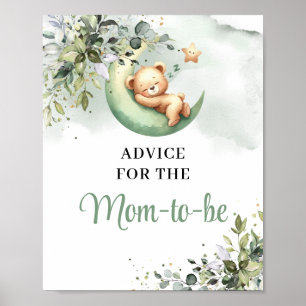 Affiche Teddy ours vert or vert Conseils pour la maman à ê