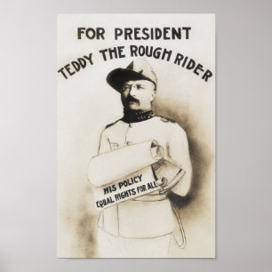 Affiche Teddy The Rough Rider - Pour Président - 1904