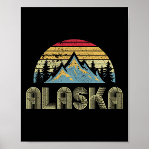 Affiche Tee Alaska - Montagnes Rétro Vintage Nature Randon