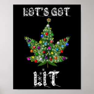 Affiche Tee Cadeau Thc Pot Feuille Weed Arbre De Noël