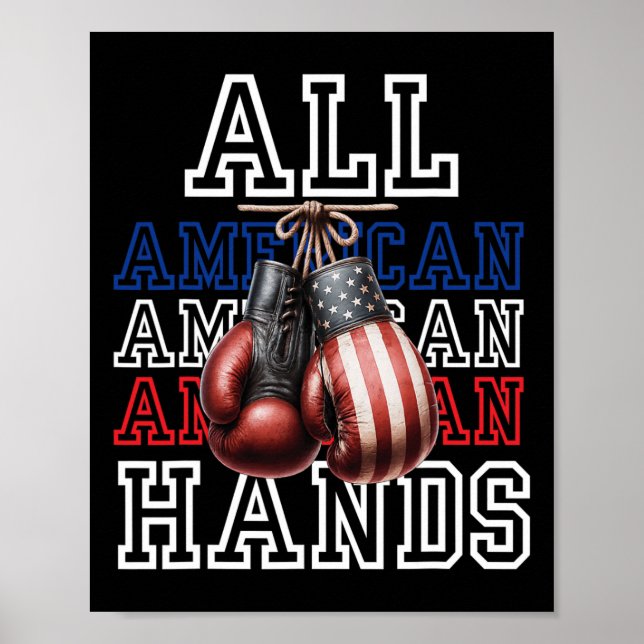 Affiche Tee de gants de boxe drapeau américain Toutes les  (Devant)