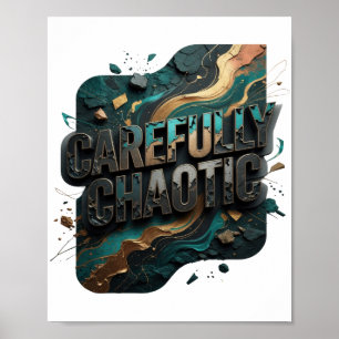 Affiche Tee Déclaration Or ÉCLATANT Soigneusement CHAOTIQU