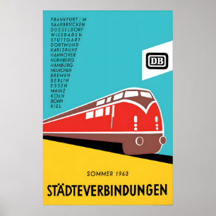 Affiche TEE des chemins de fer allemands 1963 DB I
