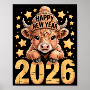 Affiche Tee drôle de vache des Highlands joyeuse année 202