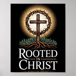 Affiche Tee Enraciné Dans Le Christ Jésus Croix Vintage Ch
