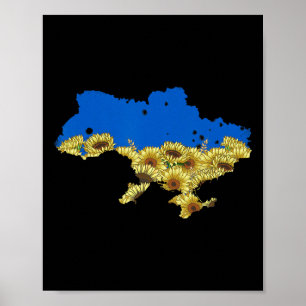 Affiche Tee Fleur de Tournesol Drapeau Ukraine Floral Vint