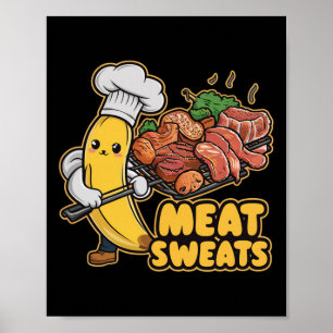 Affiche Tee Meat Sweats Kawaii Banana Bbq
