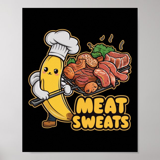 Affiche Tee Meat Sweats Kawaii Banana Bbq  (Devant)
