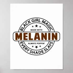 Affiche Tee Mélanine Magie de Fille Noire Femmes Afro-Amér