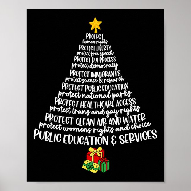 Affiche Tee Protegeons la démocratie arbre de Noël, Anti s (Devant)