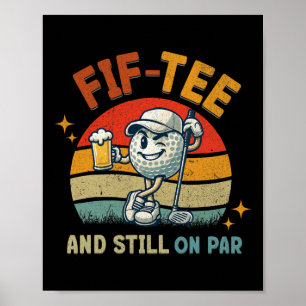 Affiche Tee Retro Cinquante Golf Fête D'anniversaire 50e A