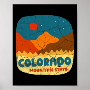 Affiche Tee rétro Colorado Mountain State Montagnes Rocheu