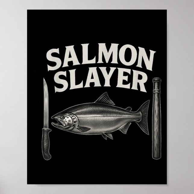 Affiche Tee Salmon Slayer pêche à l'omble chevalier et au  (Devant)