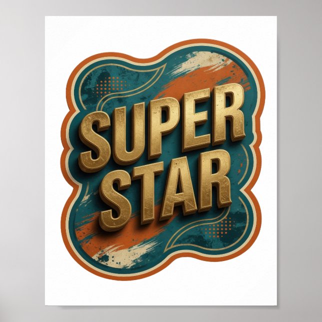 Affiche Tee-shirt Clean Gold SUPER STAR (Devant)